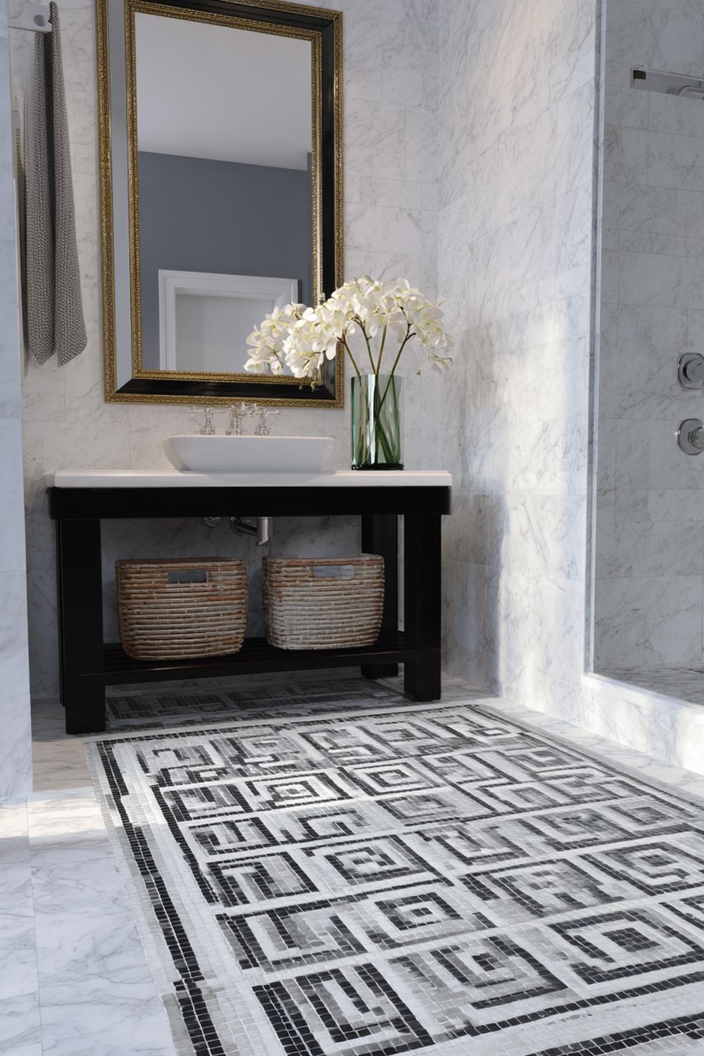 6. Badkamer inspiratie: art-deco mozaïek met geometrische vloerpatronen