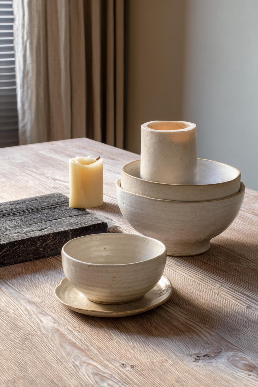 3. Japandi interiors met wabi-sabi keramiek op open plank