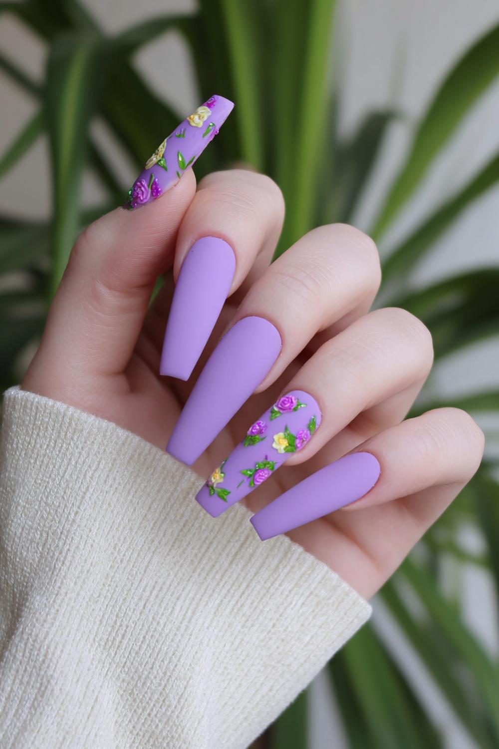 8. Jinx nails met vloeibare chroomlijnen en matte lavendel