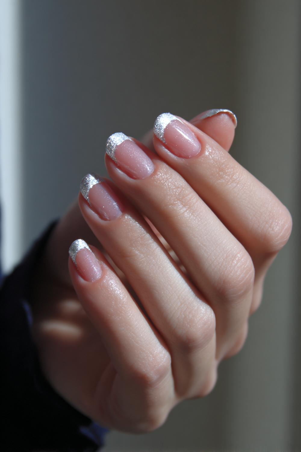 1. Nail art 2026 melkglans micro-french met zilveren rand
