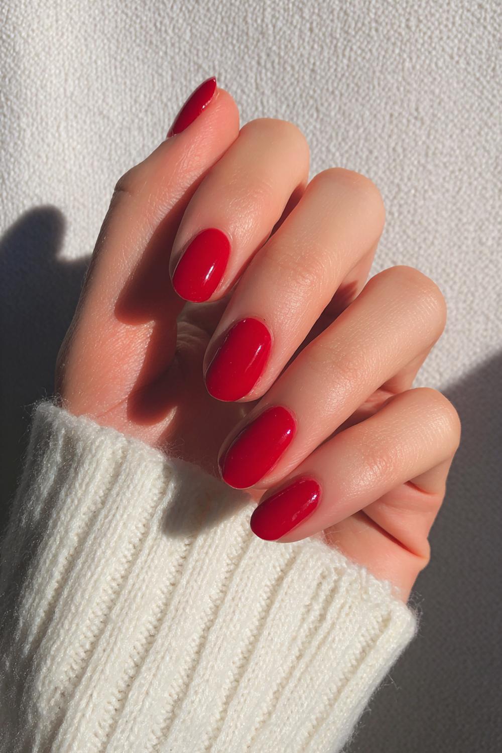 6. Nail inspo 2026: Rode jelly korte ronde nagels met high-shine