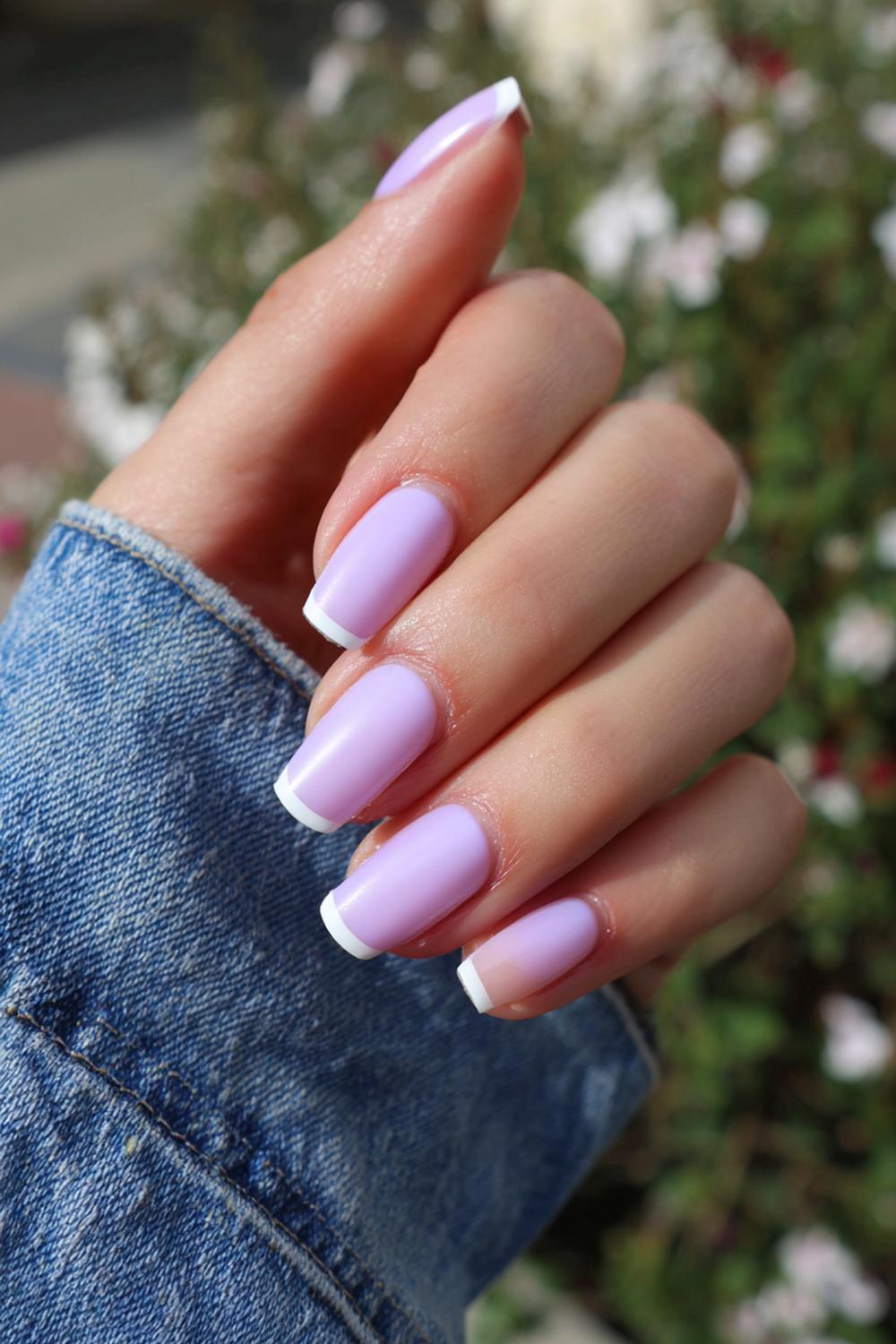 9. Nail inspo 2026: Pastel lavendel French met dubbele tip-lijn
