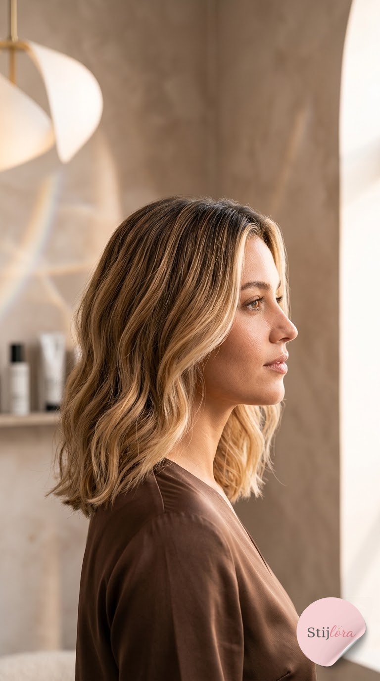 Bruinblonde Balayage voor je Lob