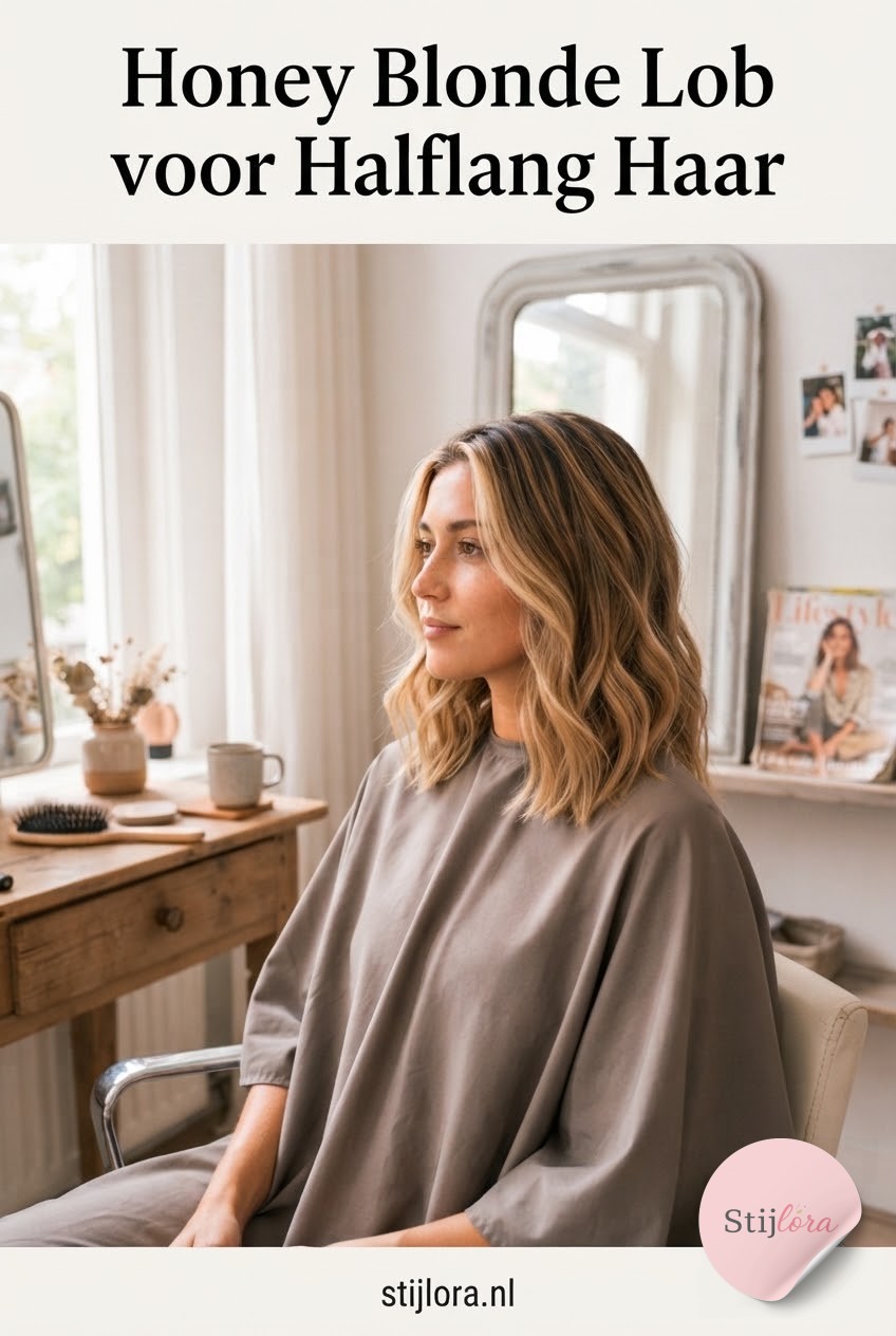 Honey Blonde Lob voor Halflang Haar