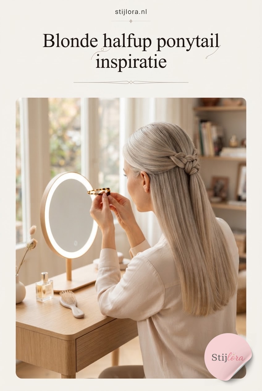 Blonde halfup ponytail inspiratie
