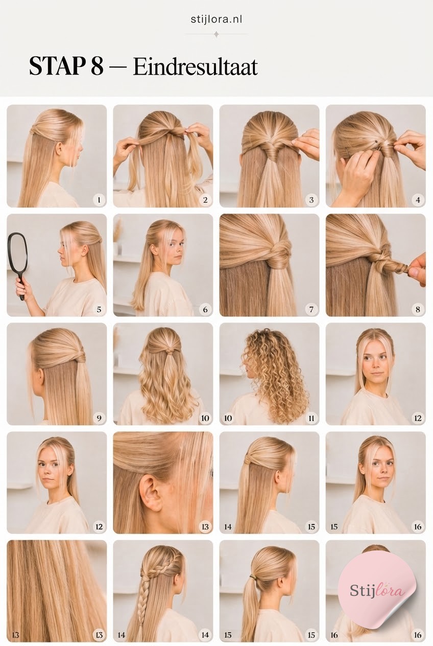 Half-up paardenstaart voor blond haar