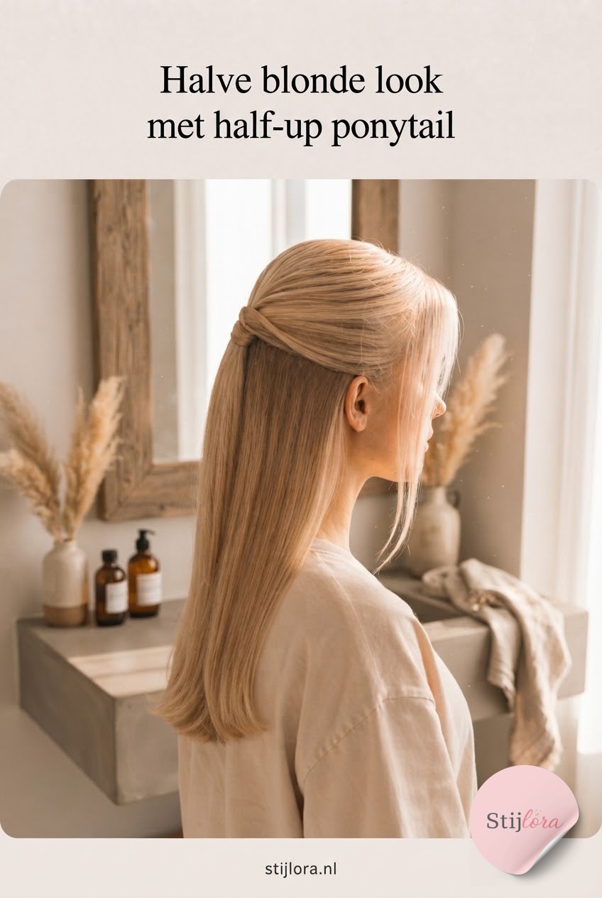 Halve blonde look met half-up ponytail