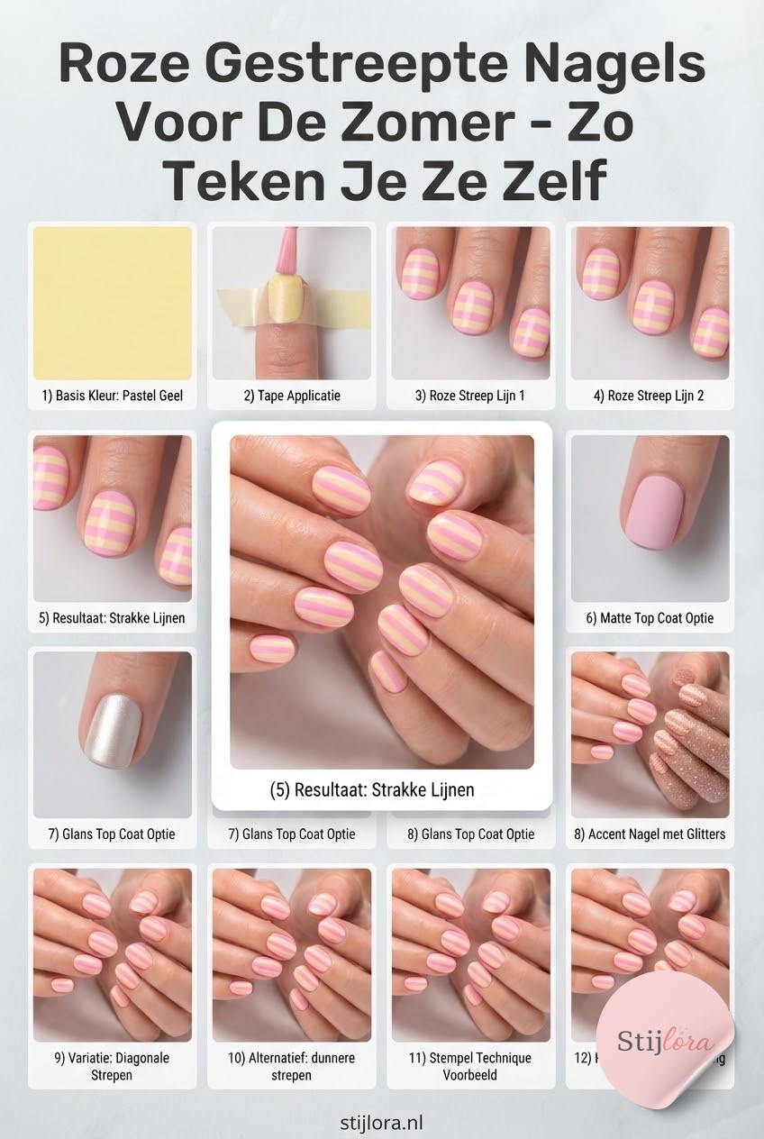 Roze Gestreepte Nagels Voor De Zomer - Zo Teken Je Ze Zelf,