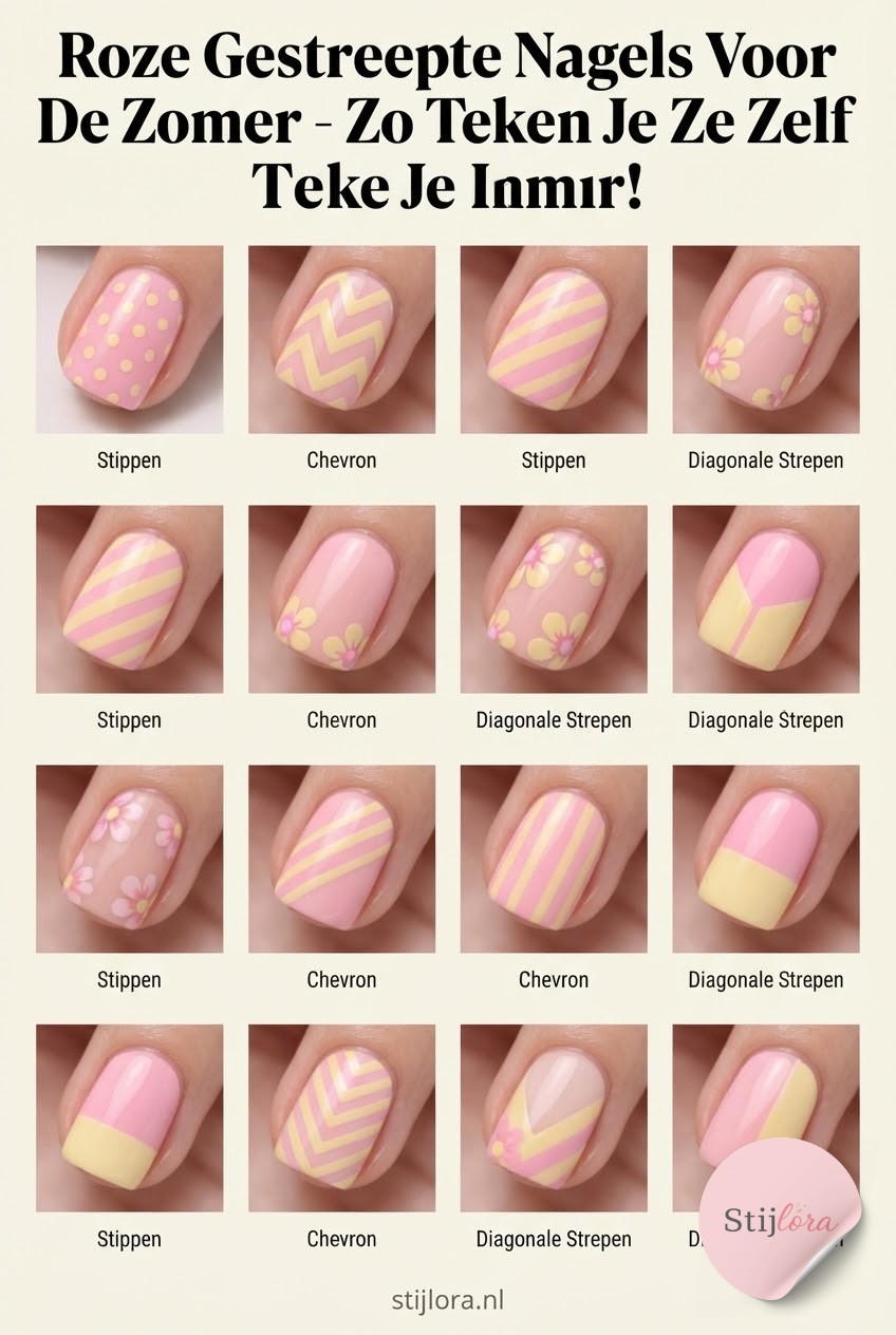 Roze Gestreepte Nagels Voor De Zomer - Zo Teken Je Ze Zelf,