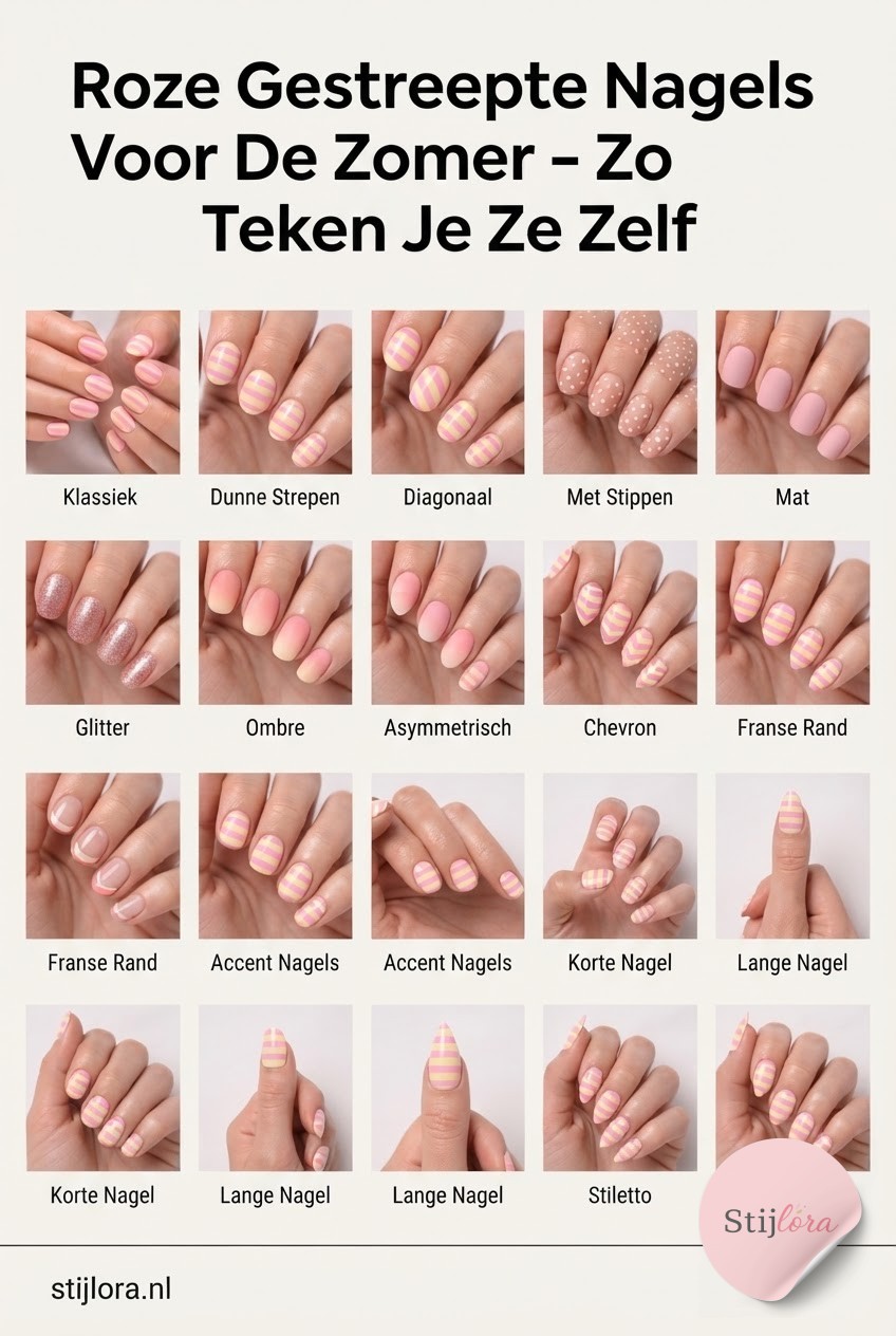 Roze Gestreepte Nagels Voor De Zomer - Zo Teken Je Ze Zelf,