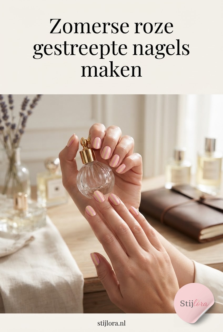 Zomerse roze gestreepte nagels maken