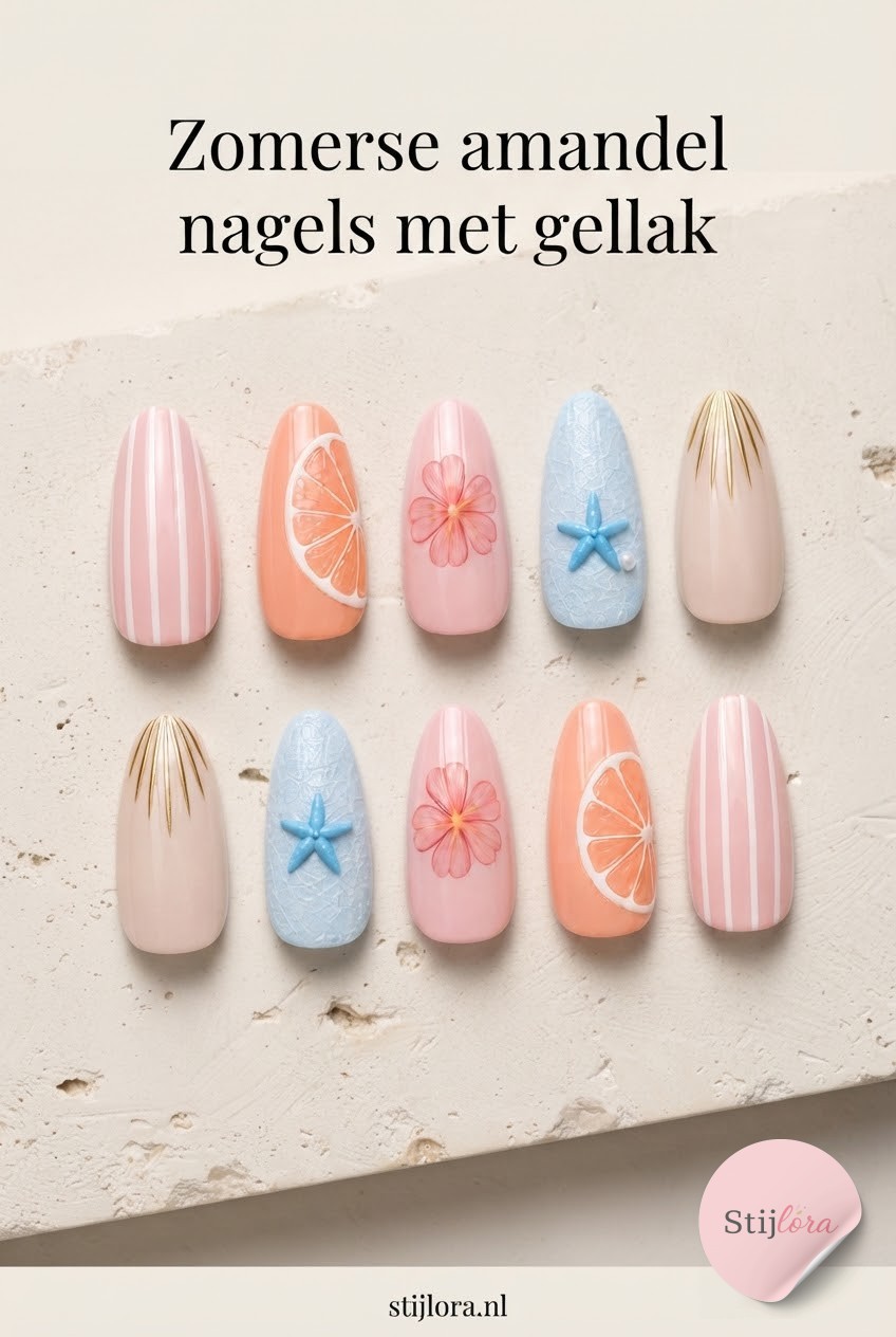 Zomerse amandel nagels met gellak
