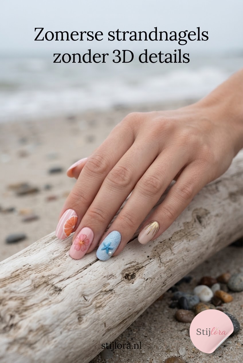 Zomerse strandnagels zonder 3D details