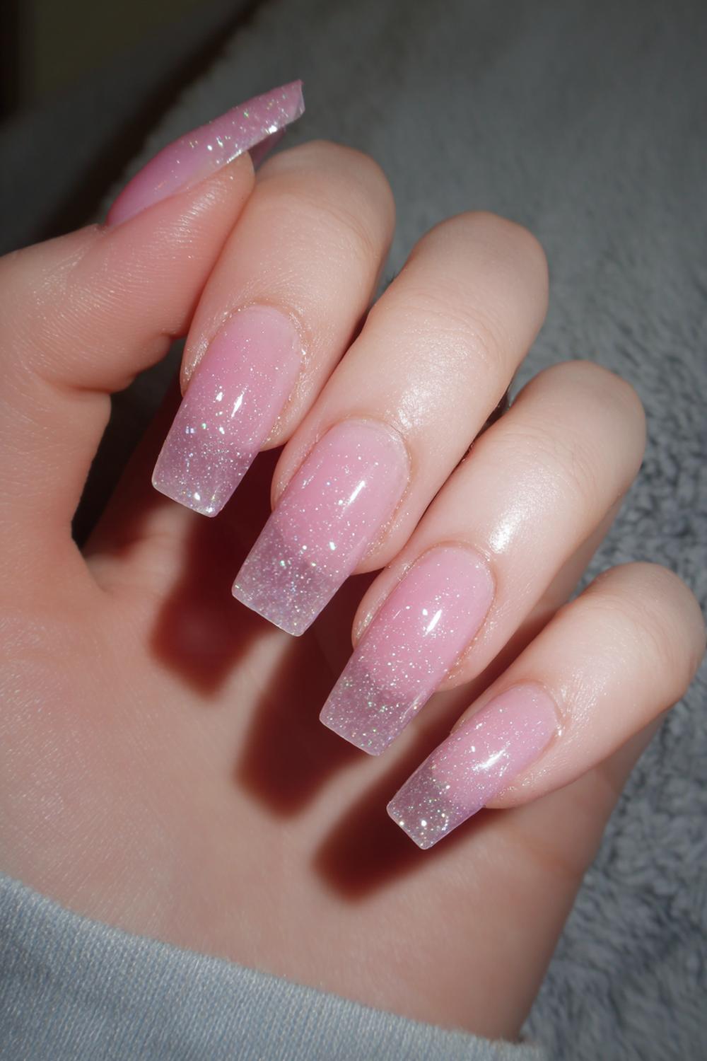 3. Paznokcie 2026: Soap nails transparant roze met natte glans