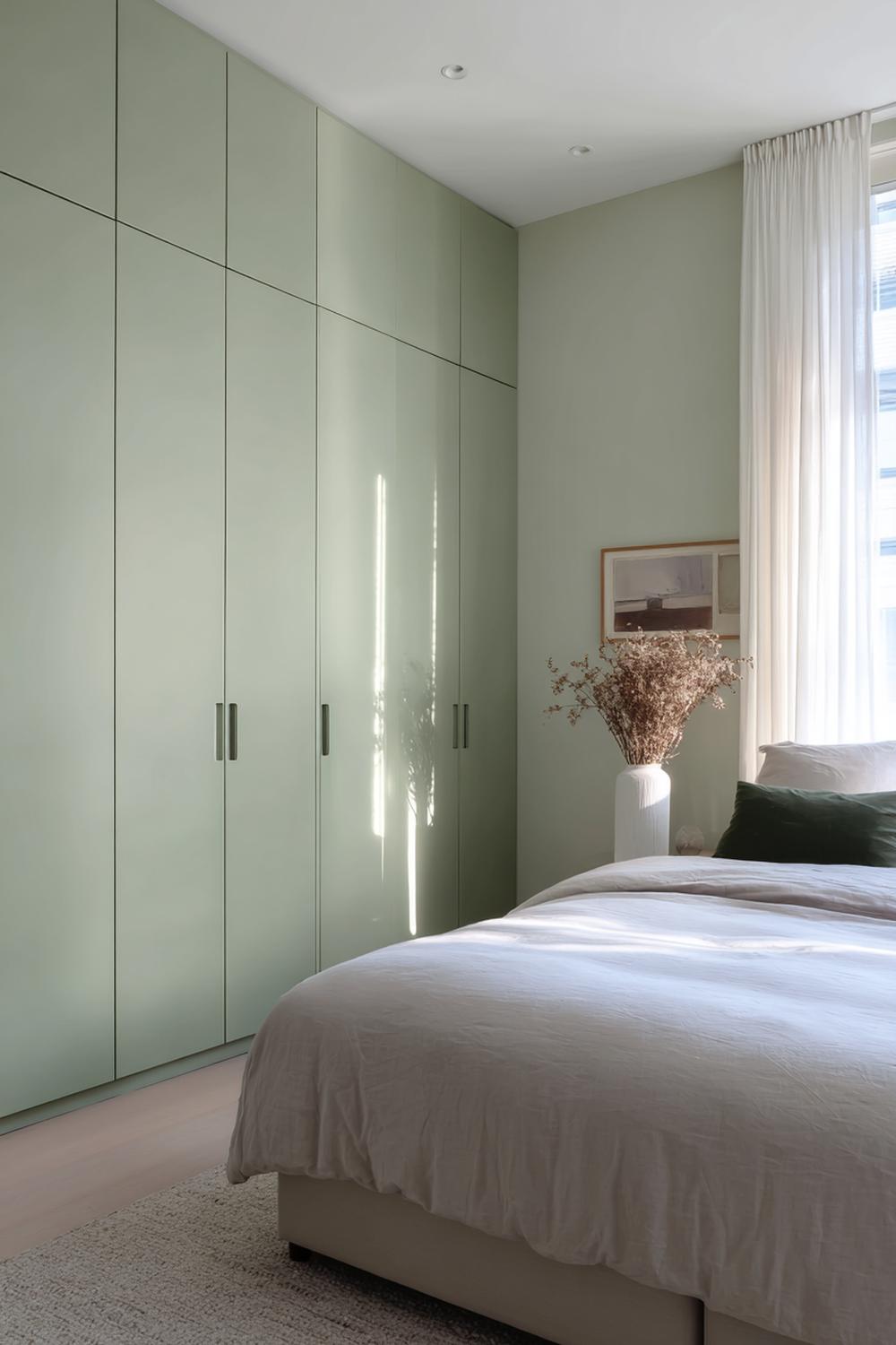 10. Slaapkamer inspiratie met minimalistische inbouwkasten en vlakke grepen