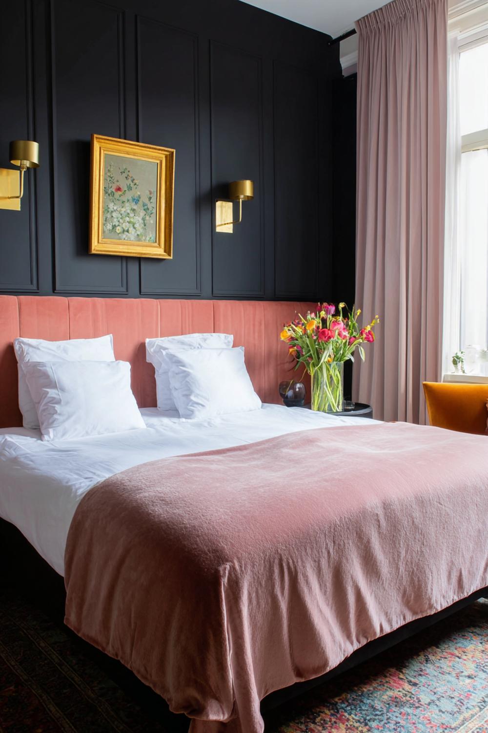 2. Slaapkamer inspiratie met hotelchique fluweel en messing