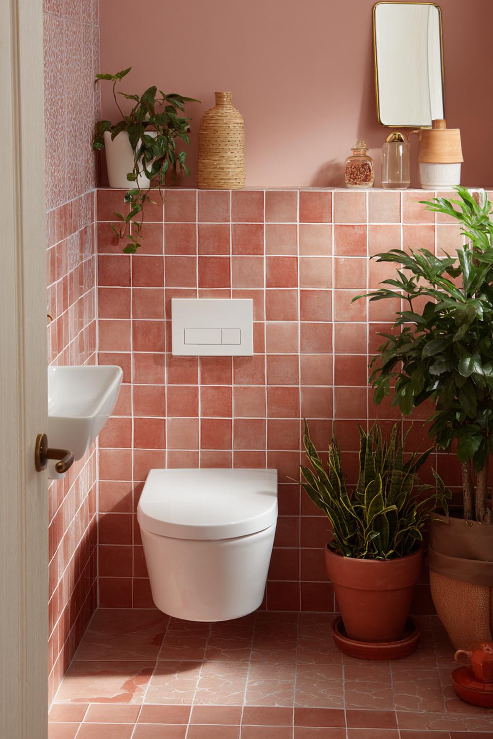 4. Toilet inspiratie met terracotta tegels en mediterrane nis