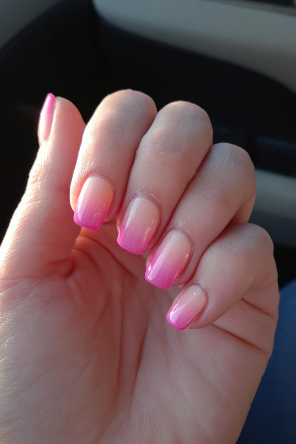 3. Valentines nails met ombré van perzik naar roze