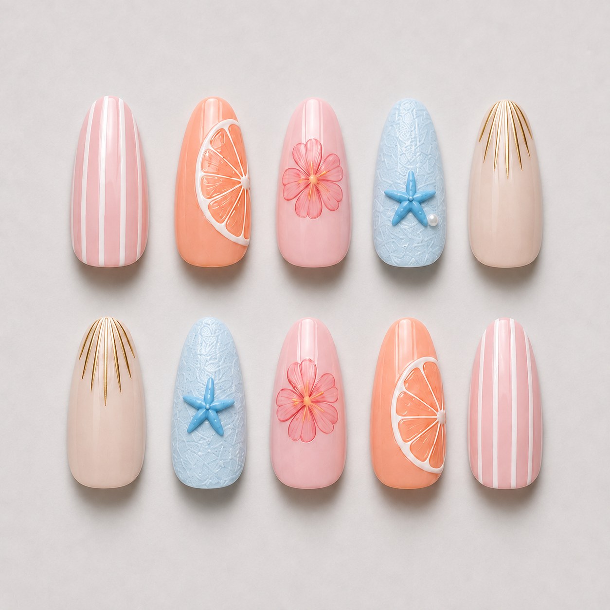 Zomer Nagels Met Strand En Fruit - Gellak Nailart Stap